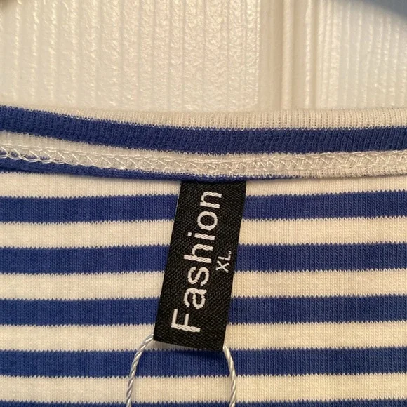 Fashion Striped Long Sleeve Top - Blue and White …size XL - Picture 3 of 4